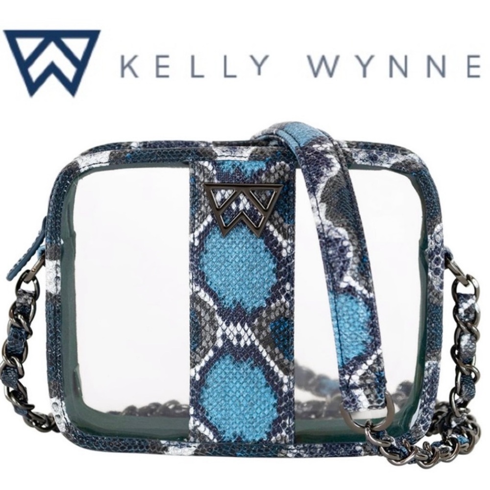 Like New Kelly Wynne Mingle Mingle Mini Clear Crossbody in shade Blue Python